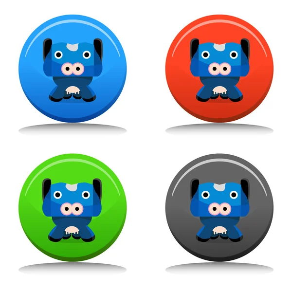 Cow Cartoon Character Button — Stock Vector