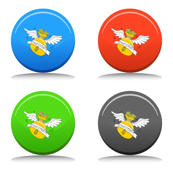 Investments Flying Away Button — Stock Vector
