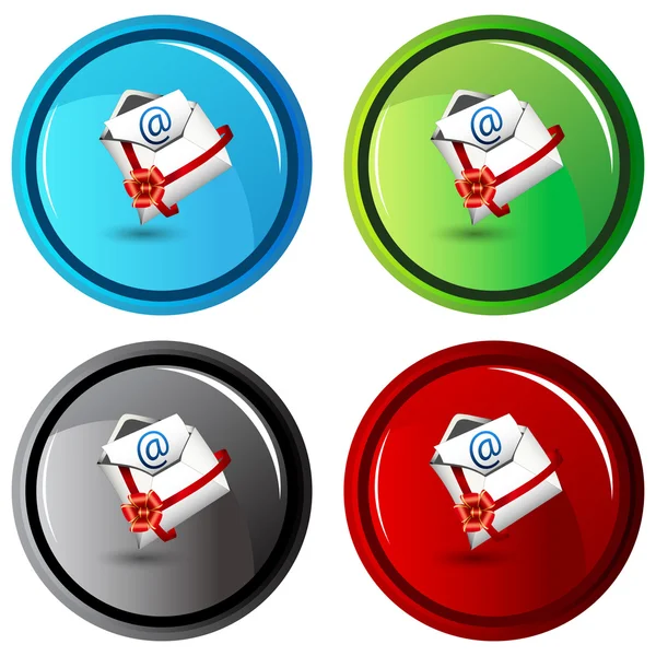 Botão ícone de presente de e-mail — Vetor de Stock