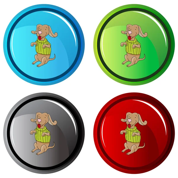 Dog Wearing Sweater Button — Stock Vector