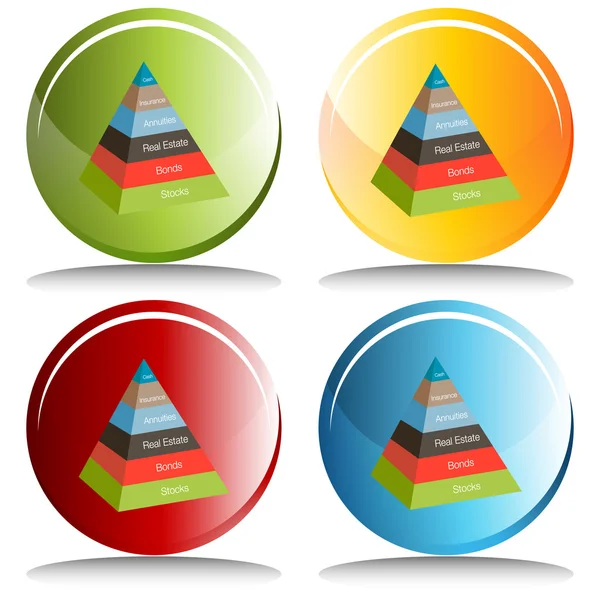 3D-investeringen piramide knop — Stockvector