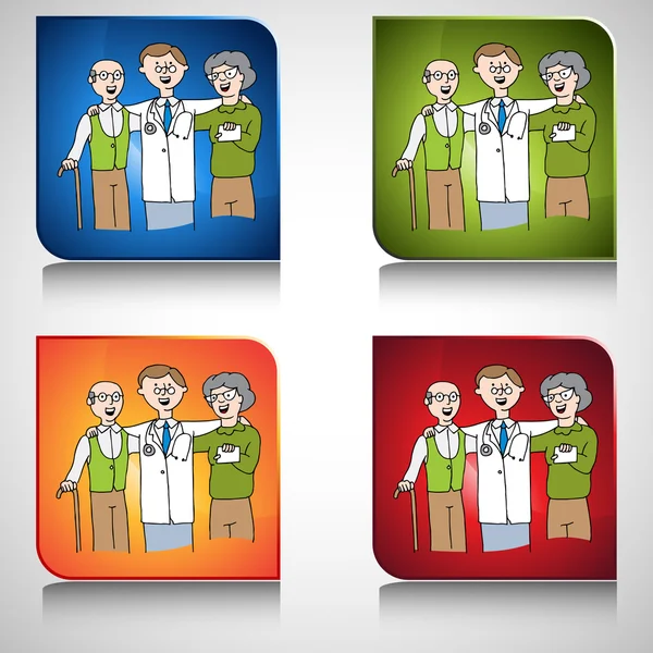 Doctor with Elderly Couple — Stock Vector