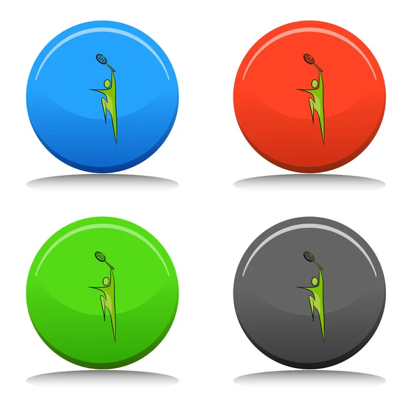 Tennis Player Icon Set Button — Stock Vector