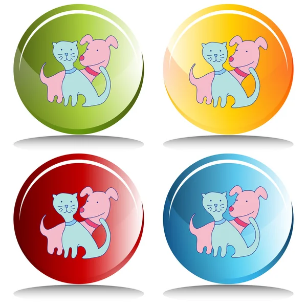 Cat dog button. — Stock Vector