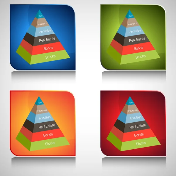 3D-investeringen piramide knop — Stockvector