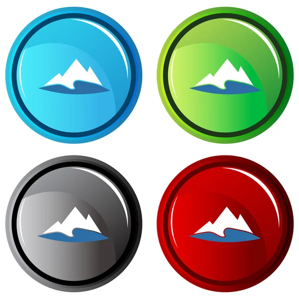 Mountain Lake Button — Stock Vector