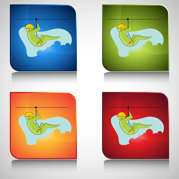 Zip Line Rider Icon Set — Stock Vector