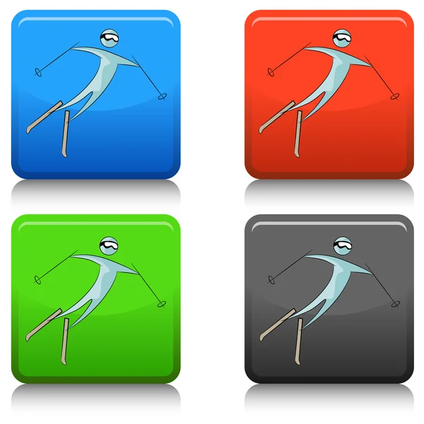 Skier Icon Set — Stock Vector