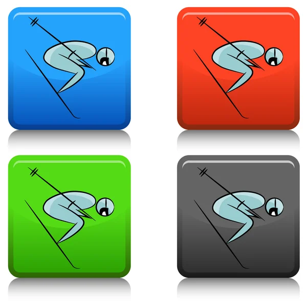 Botão de conjunto de ícones do jogador de tênis — Vetor de Stock