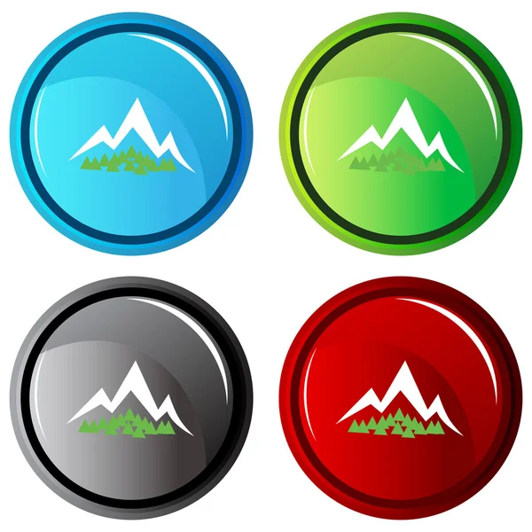 Mountain Forest Button — Stock Vector