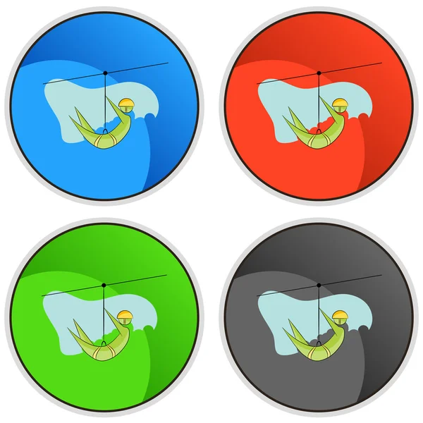 Zip Line Rider Icon Set — Stock Vector