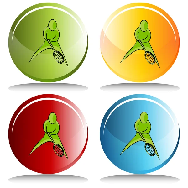 Tennis Player Icon Button — Stock Vector