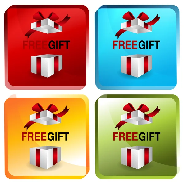 3D gratis geschenk knop — Stockvector