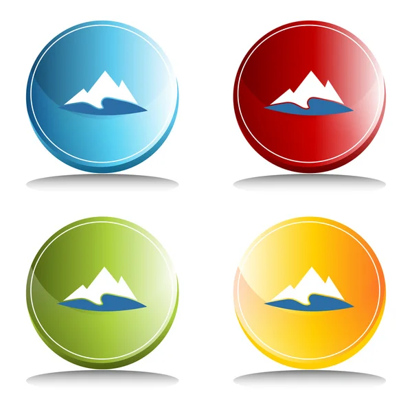 Гірські озера кнопки — стоковий вектор