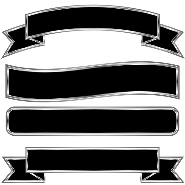 Schwarzes Banner Icon Set — Stockvektor