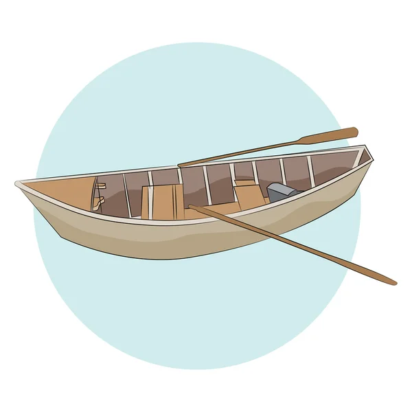 Wooden Canoe with Paddles — Stock Vector