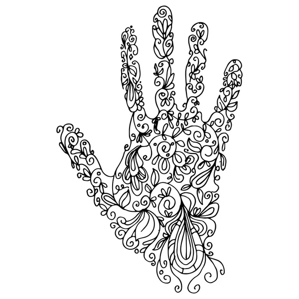 Zentangle Esquema de la mano — Vector de stock