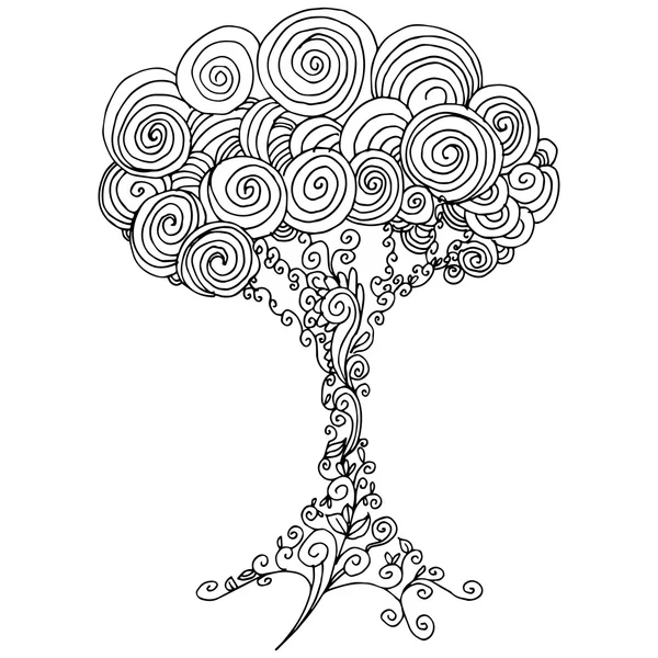 Esquema del árbol de Zentangle — Vector de stock
