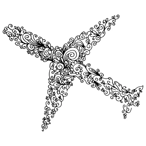 Zentangle Airplane Outline — 스톡 벡터
