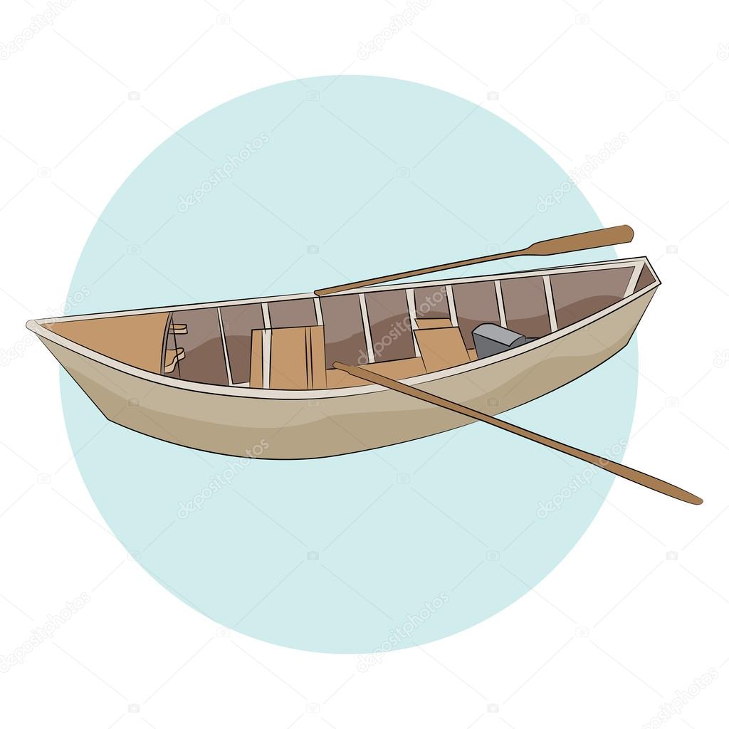 Wooden Canoe with Paddles