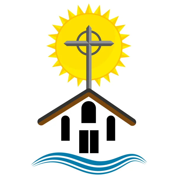 Icono del servicio de la iglesia Sunrise — Vector de stock