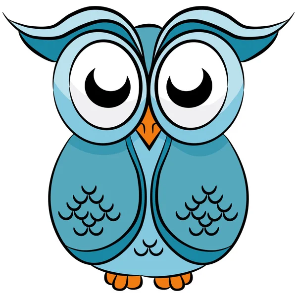 Blue Cartoon Owl — Stock Vector