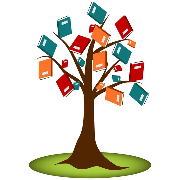 Boek lezing kennis Tree — Stockvector