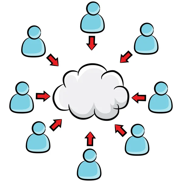 Dessin animé commercial de stockage en nuage — Image vectorielle