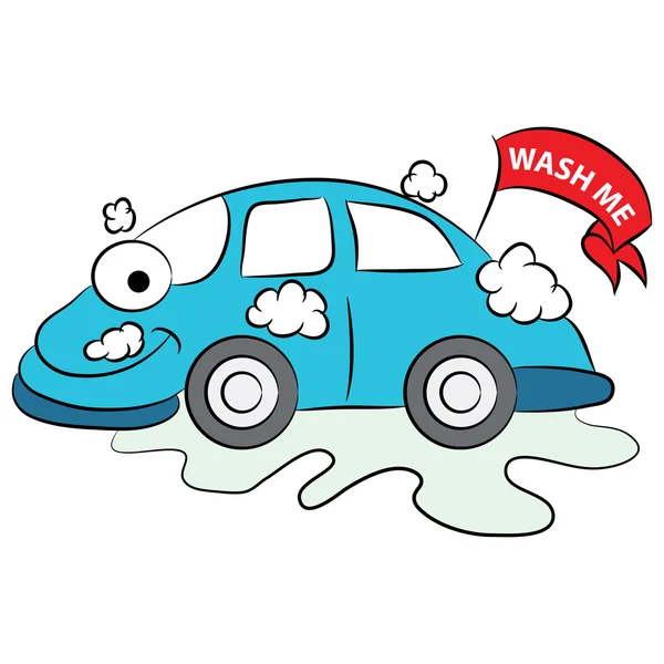 Cartoon Car Being Washed — Stock Vector