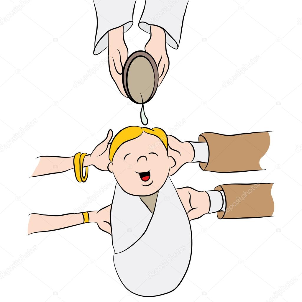 Child Being Baptized Cartoon