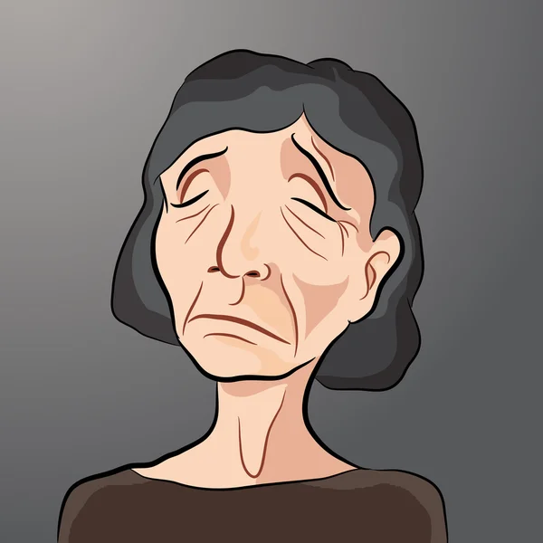 Cartoon of Sad Elderly Female — Stock Vector