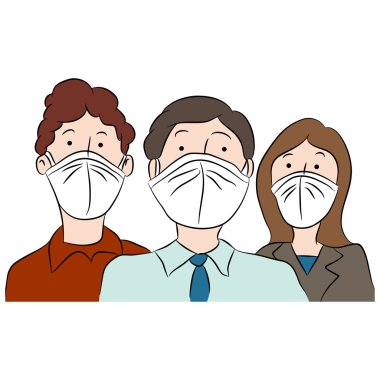 İnsanlar giyen maskeleri koruma için