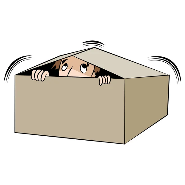 Cartoon Man Hiding in Box — Stock Vector