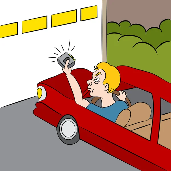 Cartoon garagedeur niet openen — Stockvector