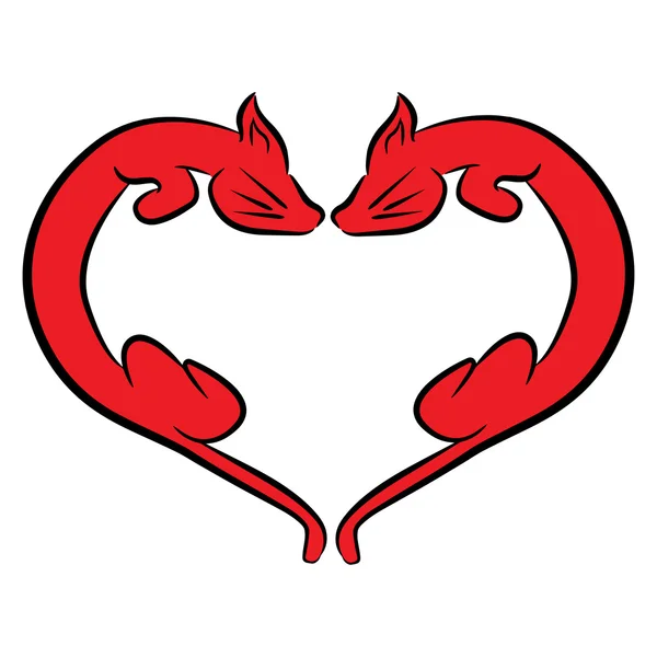 Chat amant coeur fond icône — Image vectorielle