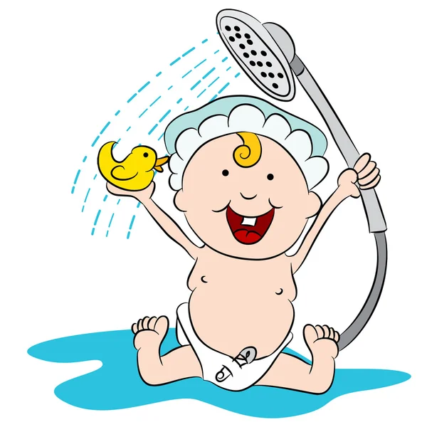 Ducha de bebé de dibujos animados — Vector de stock