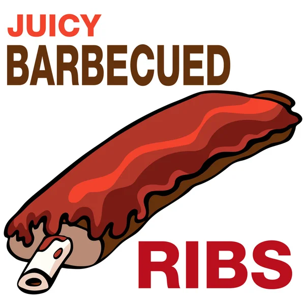 Juicy Barbecued Costillas icono de dibujos animados — Vector de stock