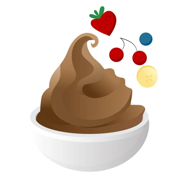 Bevroren chocolade yoghurt pictogram — Stockvector