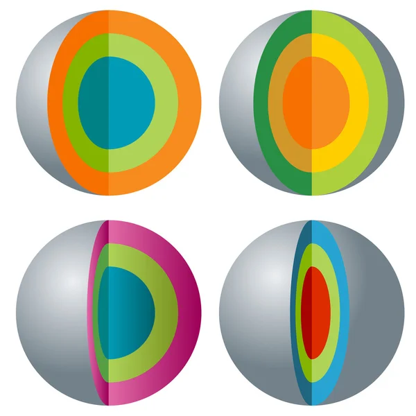 3d conjunto de ícones de esfera em camadas — Vetor de Stock