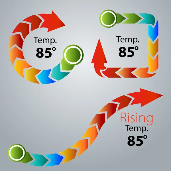 Modernes Pfeil-Thermometer-Symbol-Set — Stockvektor