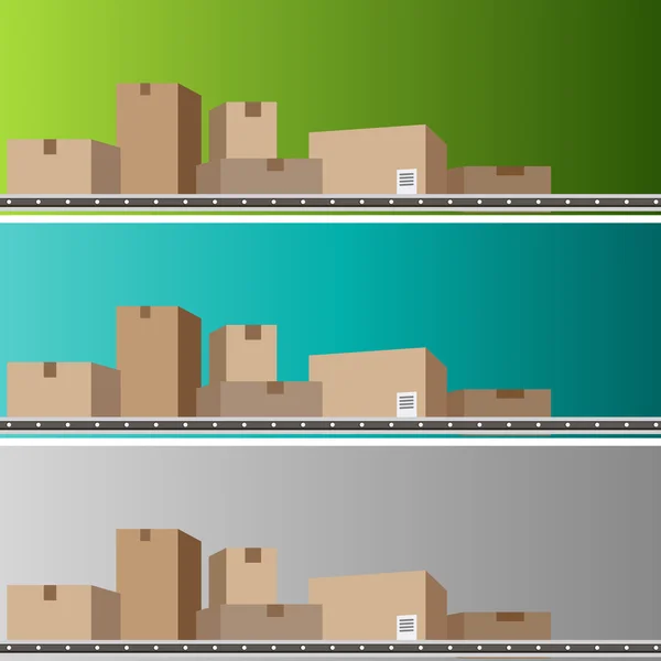 Cinta transportadora de cajas — Vector de stock