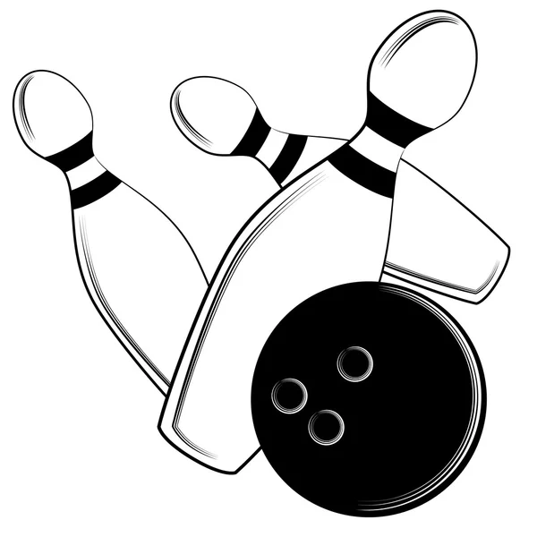 Bowling Ball Hits Pins — Stock Vector