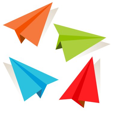 3D kağıt uçak Icon Set