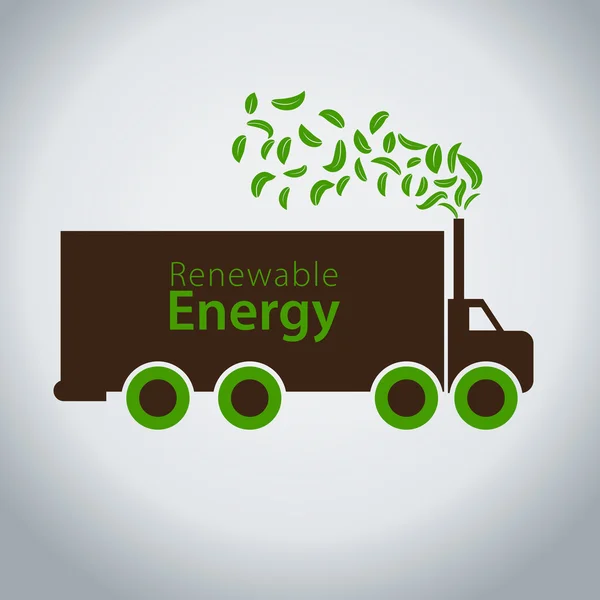 Camion utilisant l'énergie propre verte — Image vectorielle