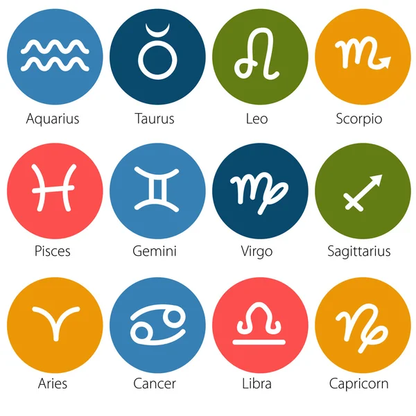 Set di icone segno zodiacale astrologico — Vettoriale Stock