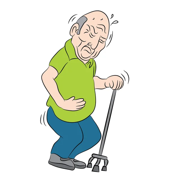 Senior Citizen Using Walking Stick — Stock Vector