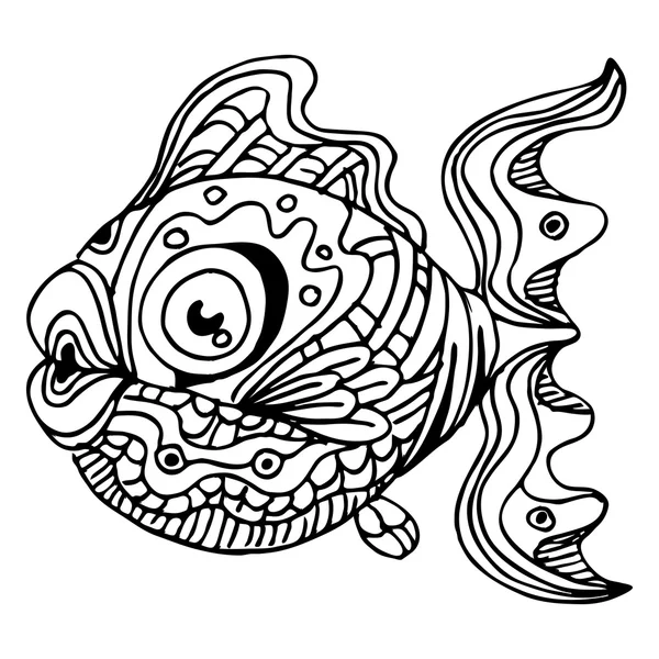 Zentangle Fish Drawing — Stock Vector