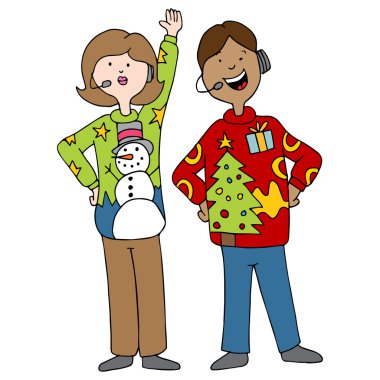 People Wearing Ugly Christmas Sweaters clipart
