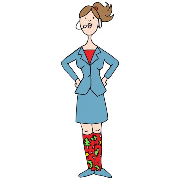 Calcetines de Navidad Lady — Vector de stock