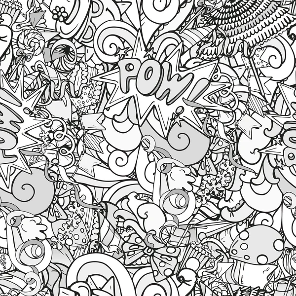Naadloze patroon van Cartoon monochroom doodle partij voorwerpen Stockvector